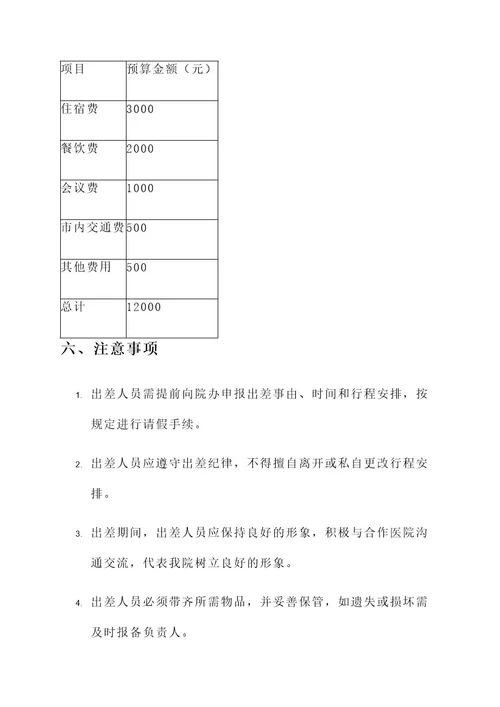 附属医院出差通知单