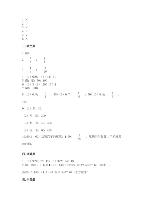 2022六年级上册数学期末考试试卷含答案（研优卷）.docx
