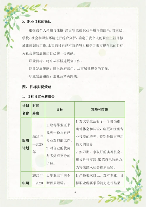 12页3700字城乡规划专业职业生涯规划.docx