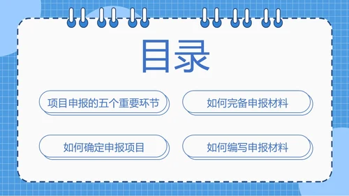 蓝色简约线圈本如何做好项目申报工作PPT模板
