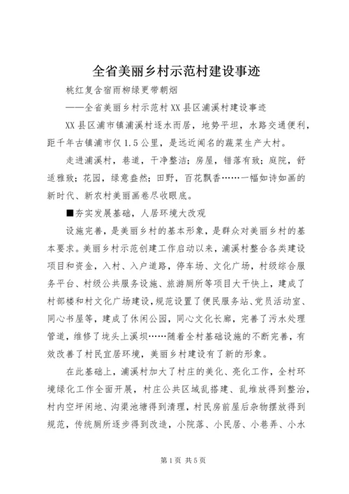 全省美丽乡村示范村建设事迹.docx