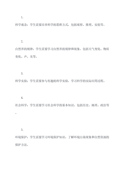 武汉小学课本知识点