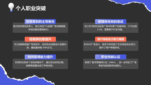 紫色创意风广告人通用年终述职汇报PPT模板