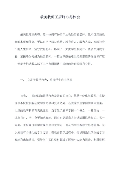 最美教师王振峰心得体会