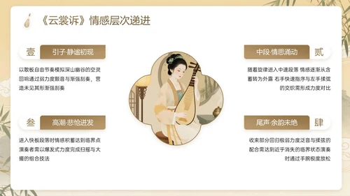 棕色系中国风关于演奏古筝教学计划主题PPT模板