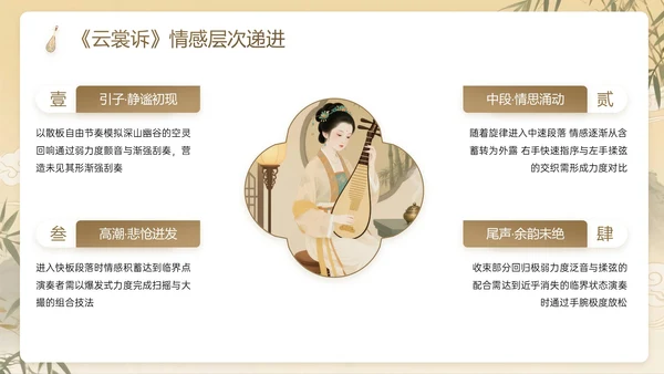 棕色系中国风关于演奏古筝教学计划主题PPT模板