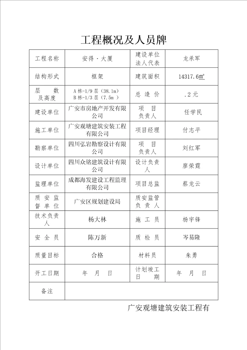 建筑工程九牌二图共14页