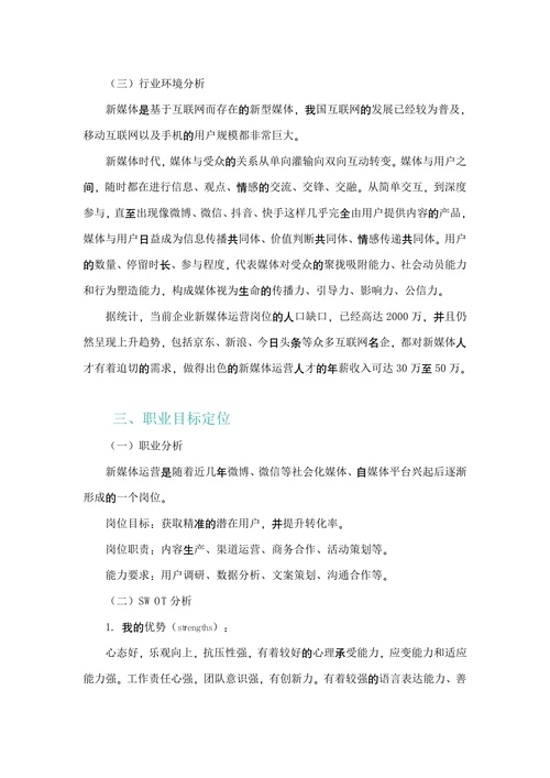 大学生职业生涯规划书标准版