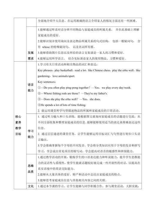 Unit 2 We’re Family Section A(2a～2e) 教学设计-2024-202