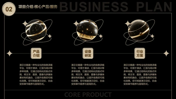 黑金商务风创业计划书PPT模板