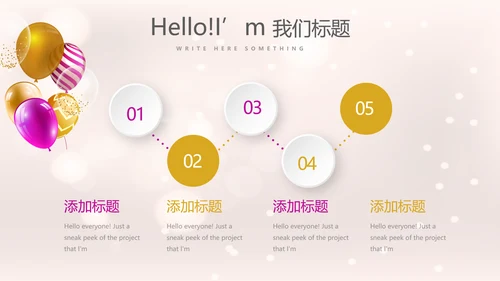 粉色气球员工生日会快乐电子相册动态PPT模板