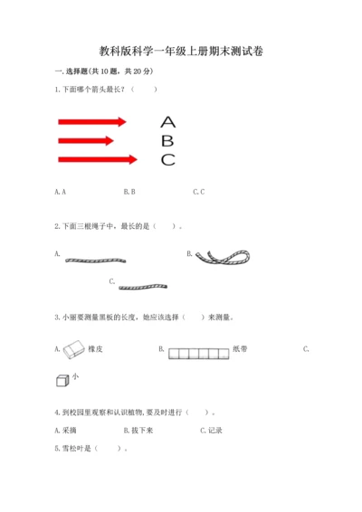 教科版科学一年级上册期末测试卷【b卷】.docx