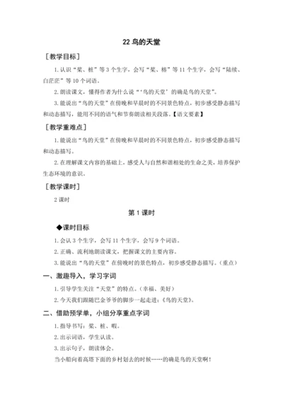 2024年秋五年级上册 23 鸟的天堂（教案与教学反思）
