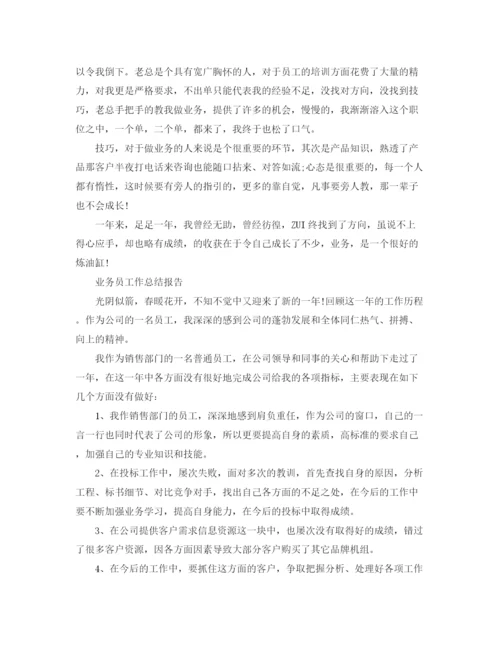 精编之业务员工作总结报告范文精选5篇.docx