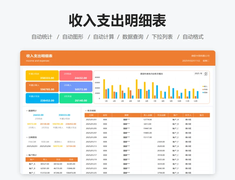 收入支出明细表