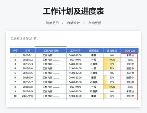 工作计划及进度表