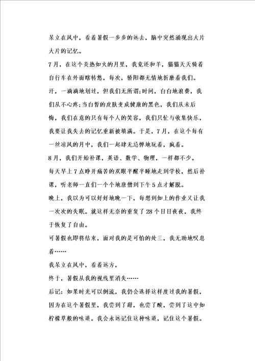 暑假里的一件事作文500字全新范文摘选