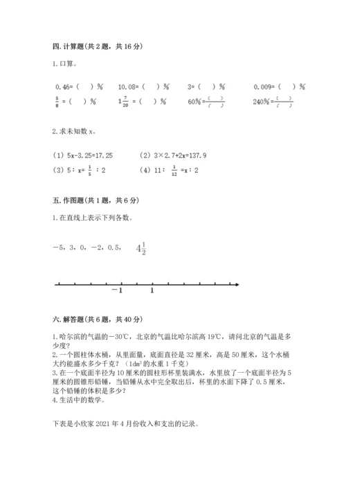 人教版六年级下册数学期末测试卷精品【名师推荐】.docx