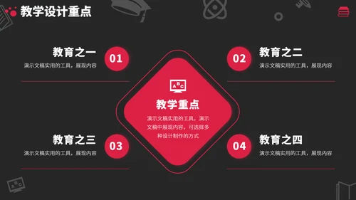 红黑色高端教育课件教学说课公开课微课比赛讲课大赛汇报述职PPT模板