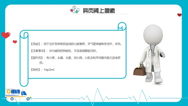 卡通内容型抢救车急救药品PPT课件急救知识