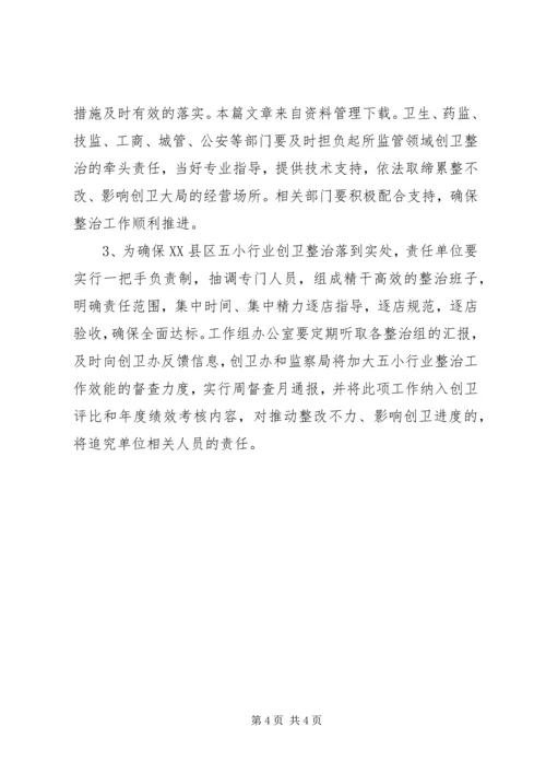 五小行业专项整治方案.docx