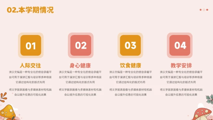 大气卡通小蘑菇班会家长会模板