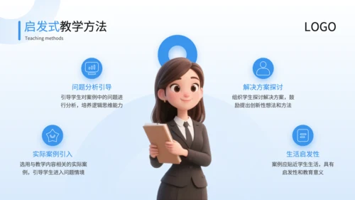 蓝色3D风启发式教学理念与实践培训PPT