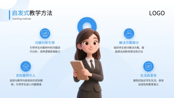 蓝色3D风启发式教学理念与实践培训PPT