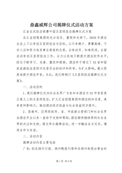 鼎鑫威辉公司揭牌仪式活动方案 (2).docx