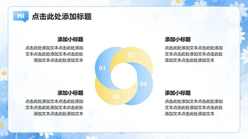 浅蓝色雏菊小清新风开学季大学生自我介绍PPT模板