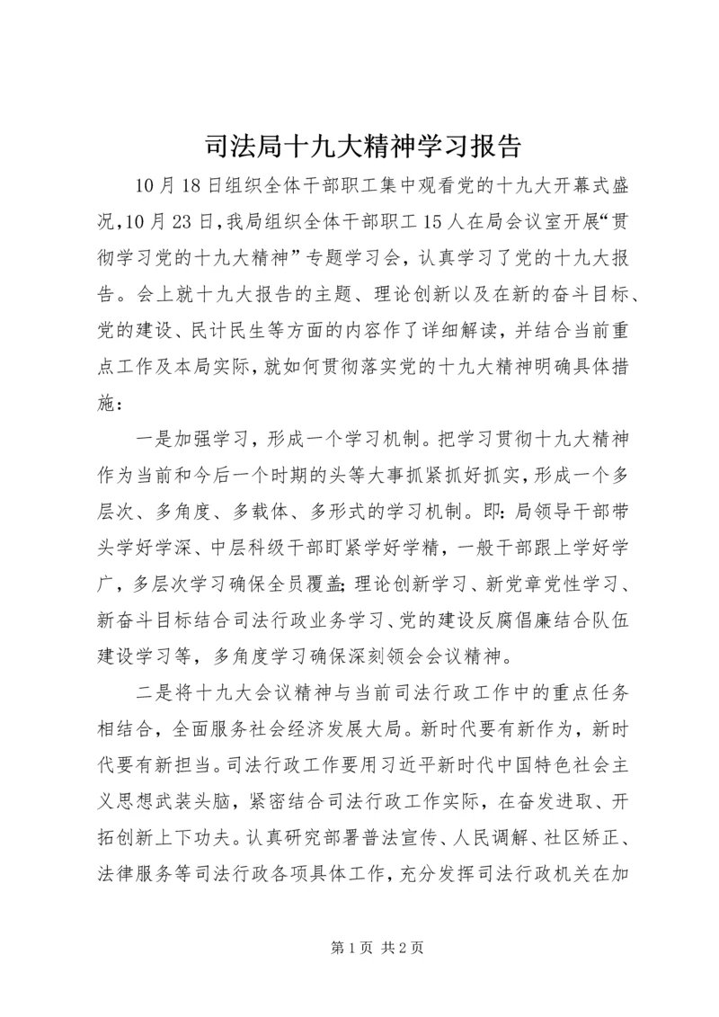 司法局十九大精神学习报告.docx