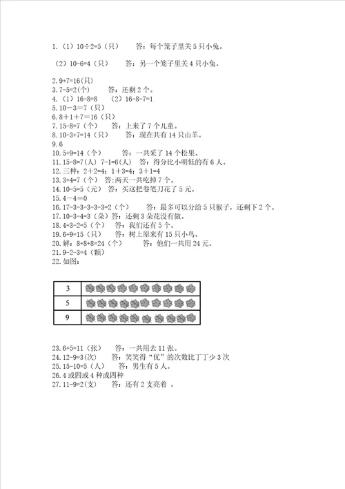 小学一年级上册数学应用题50道a卷word版