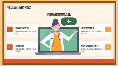 红色插画风中国医师节科普介绍PPT模板