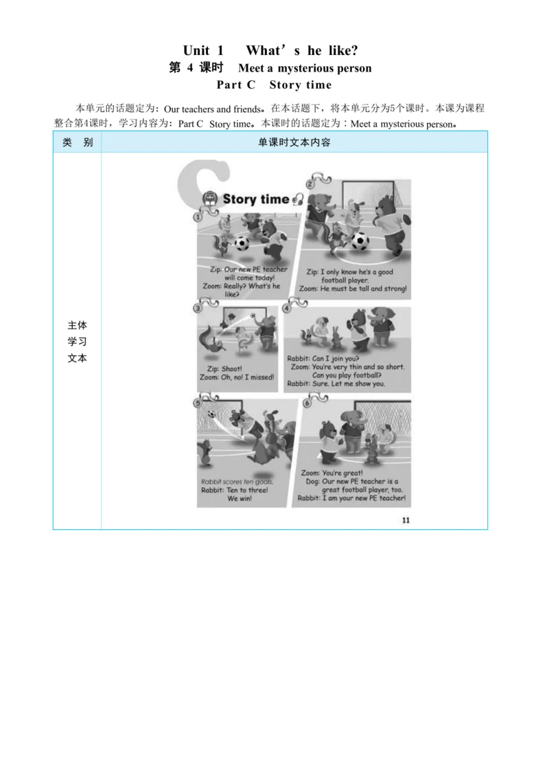Unit 1 What's he like Part C  Story time大单元整体教学设计(