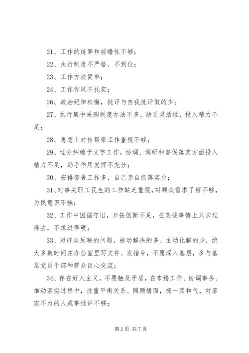 民主生活会组织生活会党员互相批评清单 (2).docx