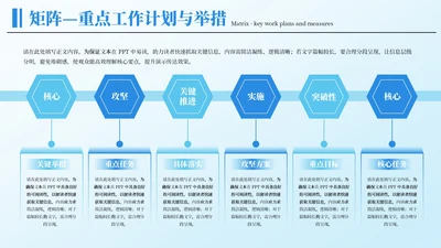 蓝色商务风6项矩阵ppt单页