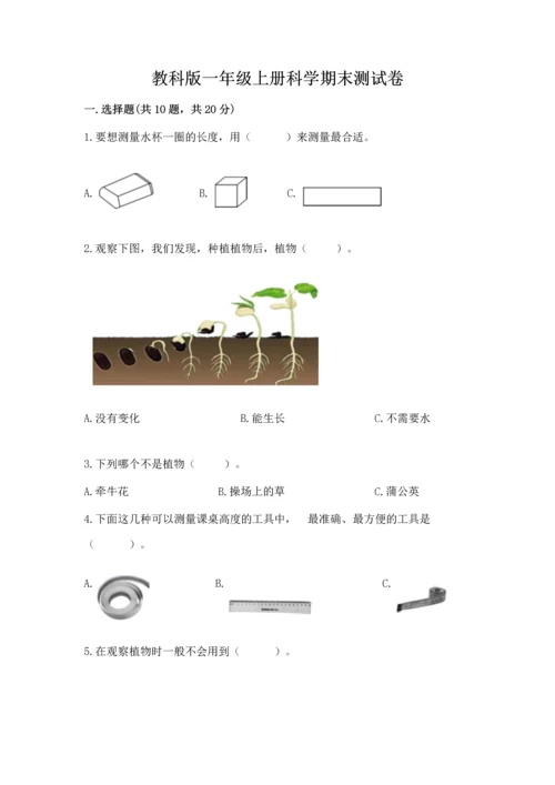 教科版一年级上册科学期末测试卷精品含答案.docx