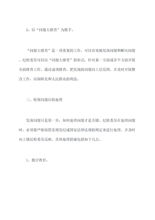 党内纪检委员检视问题剖析