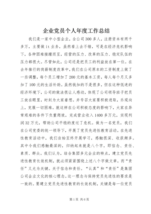 企业党员个人年度工作总结精编.docx