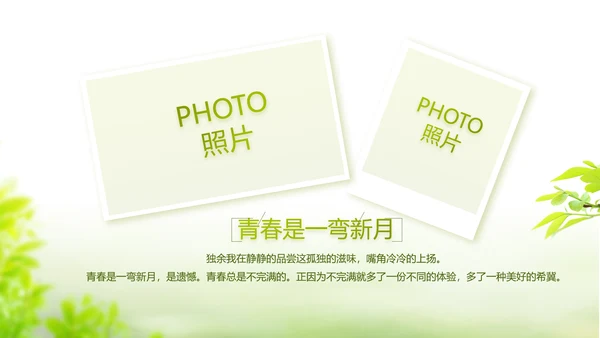 绿色文艺致青春毕业季大学毕业纪念册相册PPT