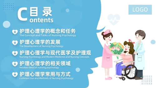蓝色插画简约风护理心理学医护培训PPT课件