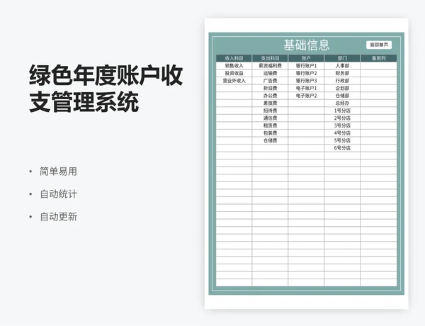 绿色年度账户收支管理系统