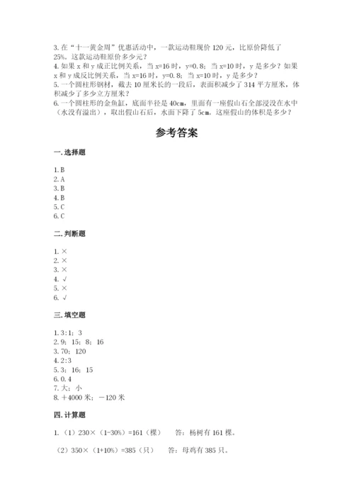 新昌县六年级下册数学期末测试卷加精品答案.docx