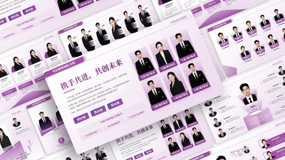 紫色商务风团队介绍PPT版式合集