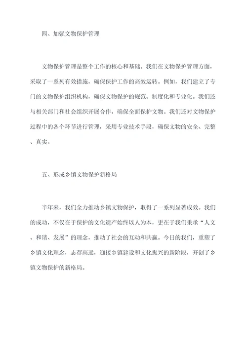 乡镇文物保护半年工作总结