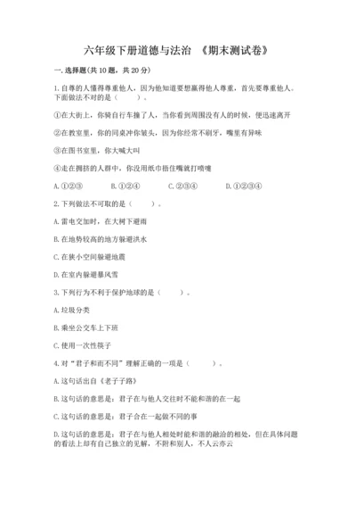 六年级下册道德与法治 《期末测试卷》精品（含答案）.docx