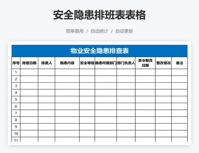 安全隐患排班表表格