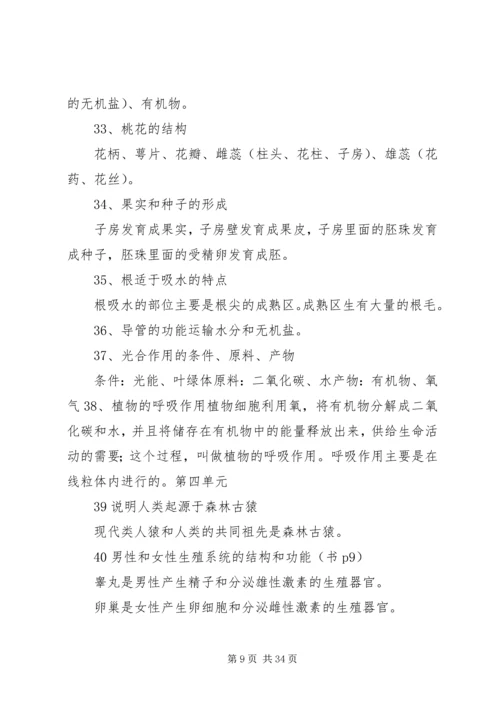 初中生物地理会考复习资料(人教版).docx