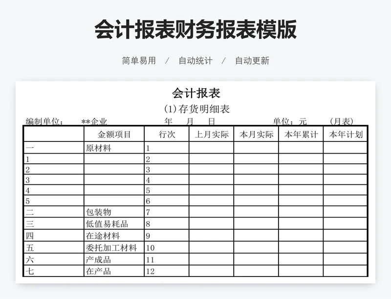 会计报表财务报表模版