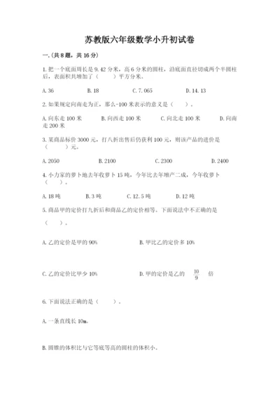 苏教版六年级数学小升初试卷及答案（典优）.docx